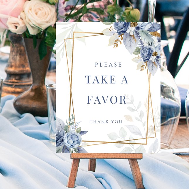 Poster des signes en faveur de la nuptiale bleu Du (Dusty Something Blue Bridal Favor Sign Poster)
