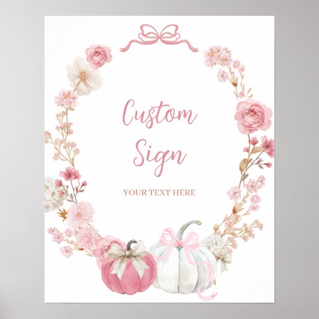 Poster des signes personnalisés en blanc et rose p (Devant)