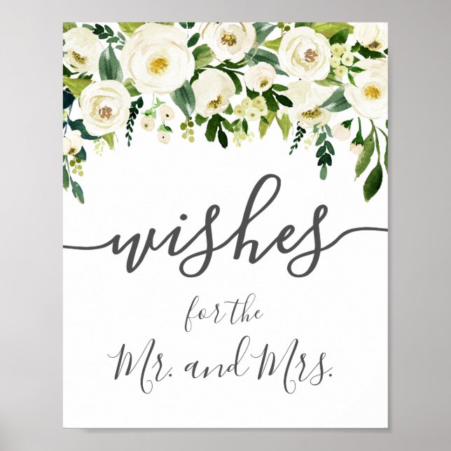 Poster des signes vert Mariage Fleur Blanche (Devant)