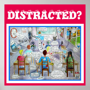 Poster des symptômes du TDAH : "Distrait"