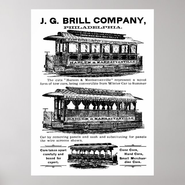 Poster des trolleys de Brill Company (Devant)