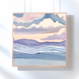 Poster Des vagues océaniques rêvées   Peinture aquarelle