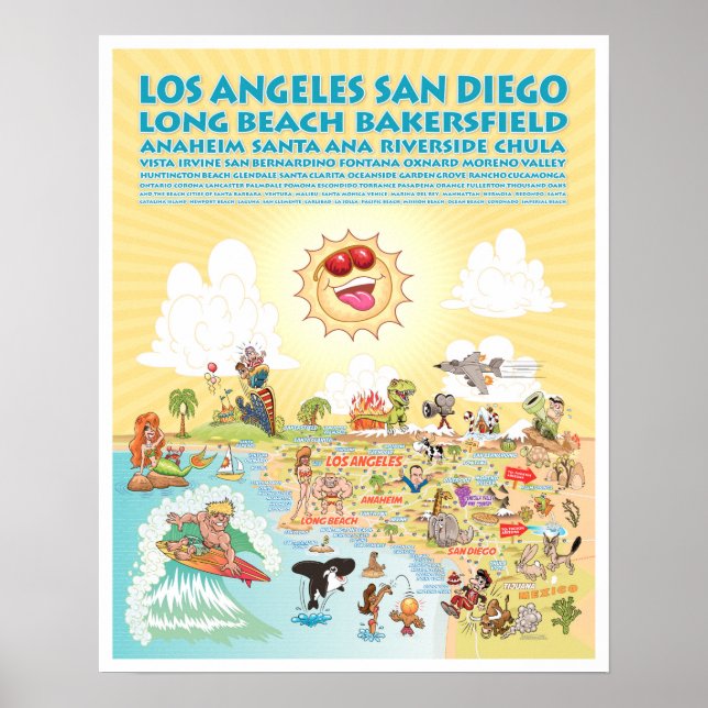 Poster des villes de Californie du Sud 16x20 (Devant)