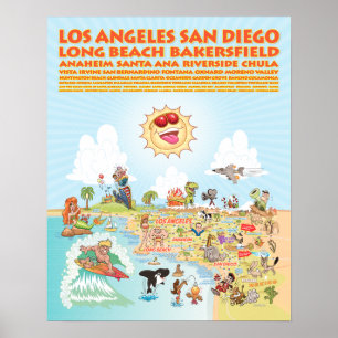 Poster des villes de Californie du Sud 16x20