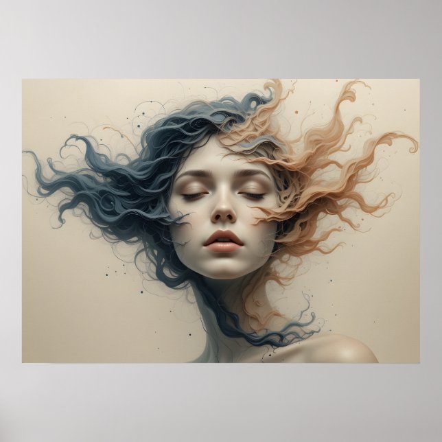 Poster des visages déchirés par le temps Art Abstr (Devant)