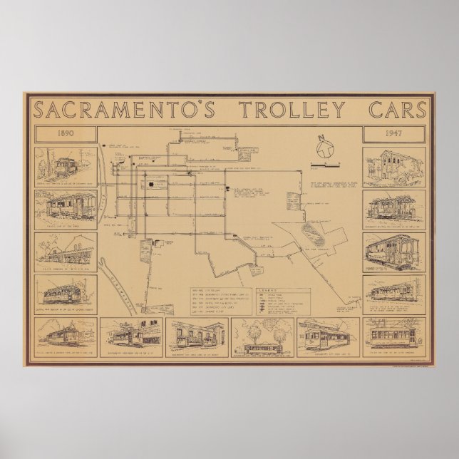 Poster des voitures Sacramento Trolley 1890-1947 (Devant)