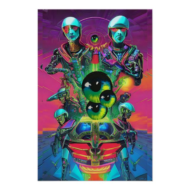 Poster Des yeux de prière volent le ciel d'Astral (Devant)