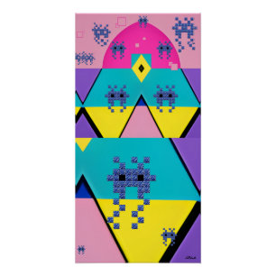 Poster Descendant sur une planète conçue par Memphis