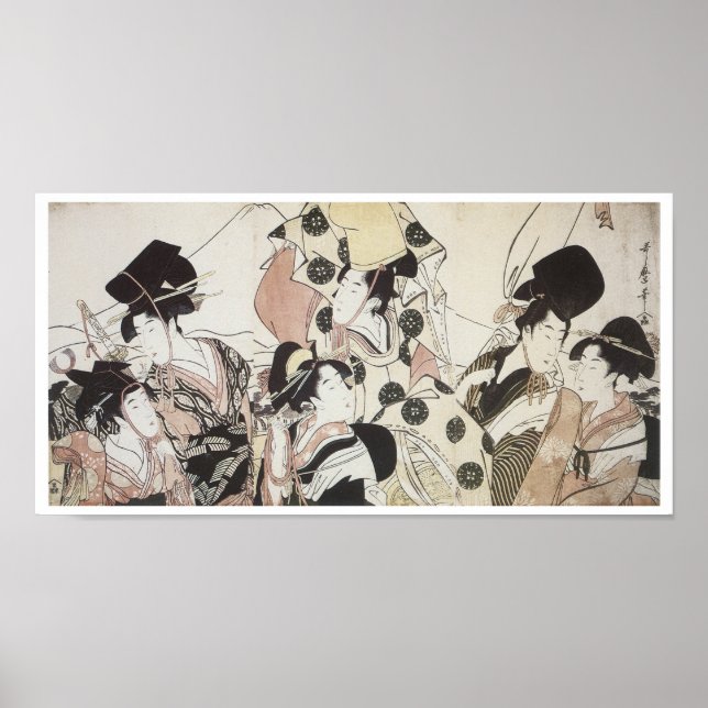 Poster Descendre vers l'est, Utamaro, 1795 (Devant)