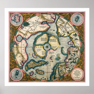 Poster Descriptio de terrarum de Septentrionalium, carte