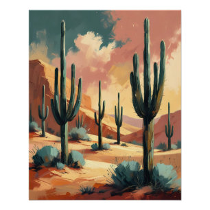Poster Desert Cactus Dream - Sud-Ouest Abstrait
