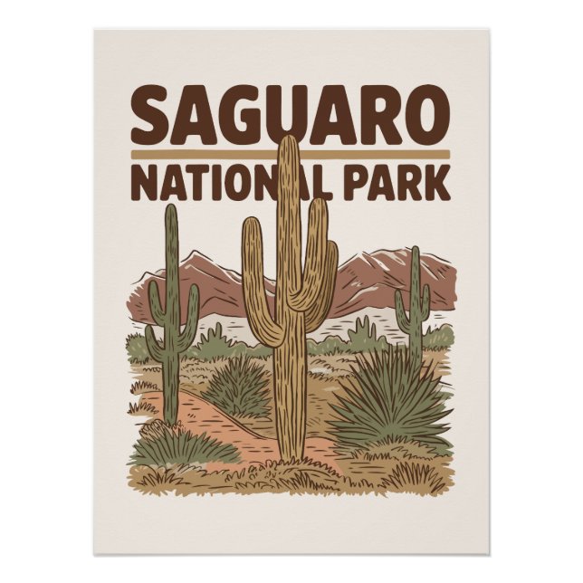 Poster Désert de Sonoran Parc national du Saguaro (Devant)