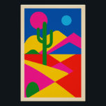 Poster Désert Géométrique Pop-Art<br><div class="desc">Explosion de couleurs saturées et formes tranchées : ce désert pop-art ultra coloré dynamise immédiatement votre décor. Cactus vert acide,  soleil rose,  collines jaunes et ciel bleu intense se croisent dans une composition radicalement joyeuse. Idéal pour une déco exubérante et graphique.</div>
