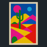 Poster Désert Géométrique Pop-Art<br><div class="desc">Explosion de couleurs saturées et formes tranchées : ce désert pop-art ultra coloré dynamise immédiatement votre décor. Cactus vert acide,  soleil rose,  collines jaunes et ciel bleu intense se croisent dans une composition radicalement joyeuse. Idéal pour une déco exubérante et graphique.</div>
