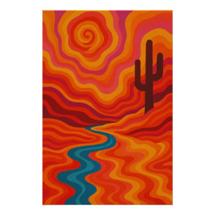 Poster Désert Psychédélique au Soleil Tourbillonnant