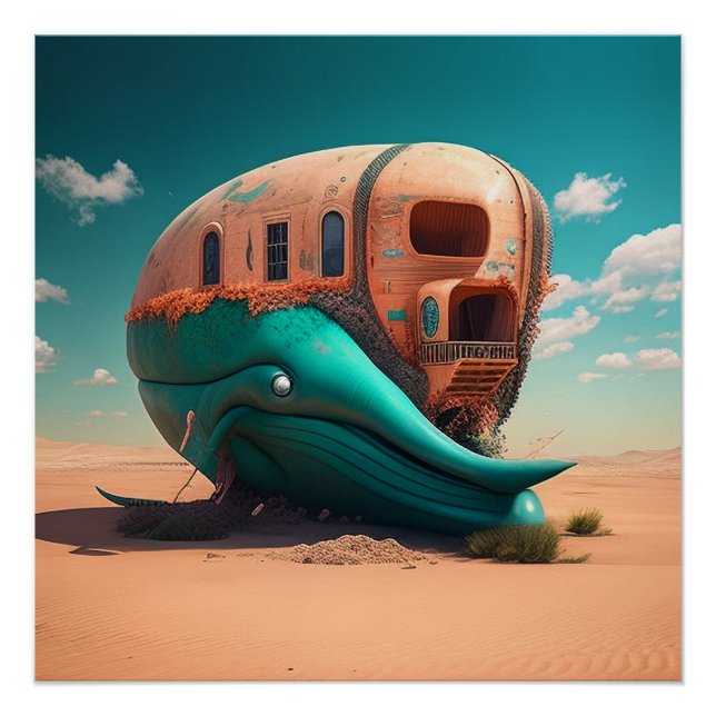 Poster Desert whale house (Devant)
