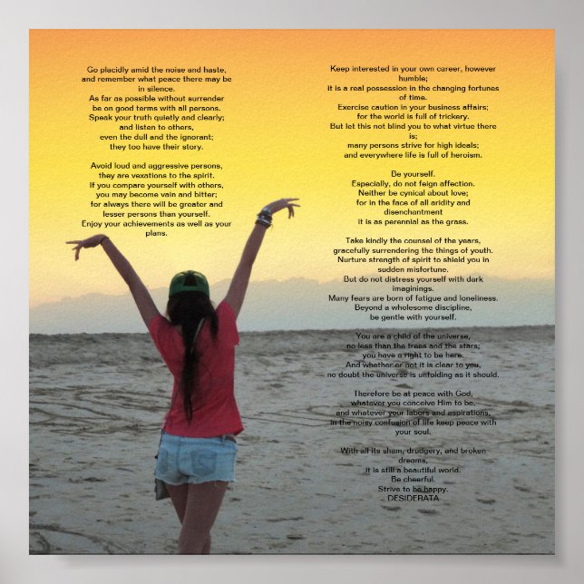 Poster Desiderata 6 par 6 pouces (Devant)