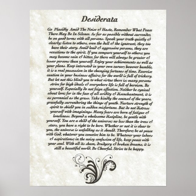 Poster DESIDERATA avec Flourdissements (Devant)