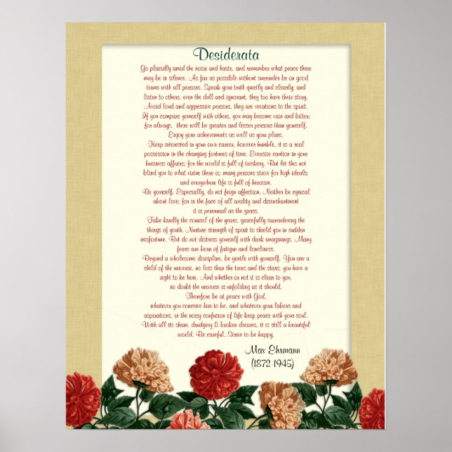 Poster Desiderata "choses désirées", fleurs d'hibiscus (Devant)