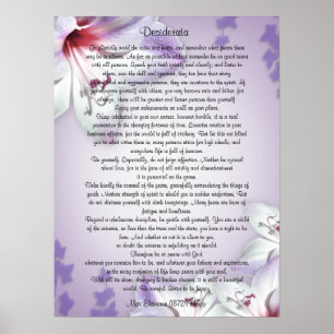 Poster Desiderata "choses désirées", prose floral