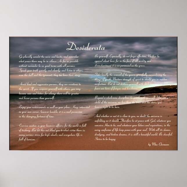 Poster Desiderata Inspiration Poem et Seashore (Devant)