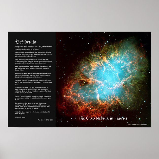 Poster Desiderata - Nebula du crabe à Taurus (Devant)