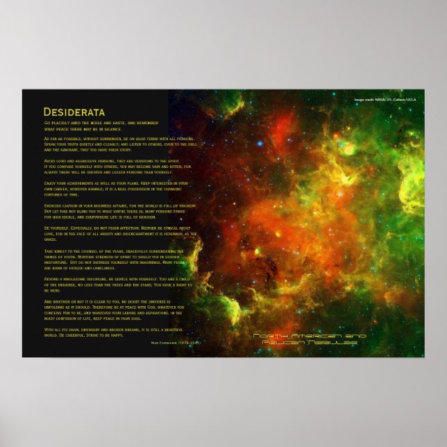 Poster Desiderata - Nebulae nord-américaine et pélicane (Devant)