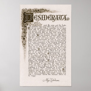 Poster DESIDERATA par Max Ehrmann=Charcoal