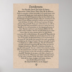 Poster DESIDERATA par Max Ehrmann=Couronnes médiév