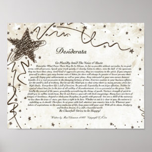 Poster DESIDERATA par Max Ehrmann-Shining Star