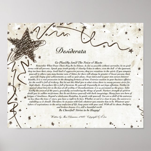 Poster DESIDERATA par Max Ehrmann-Shining Star (Devant)