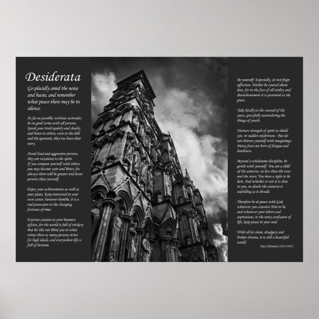 Poster Desiderata - Pourcentage gothique et clergé (Devant)