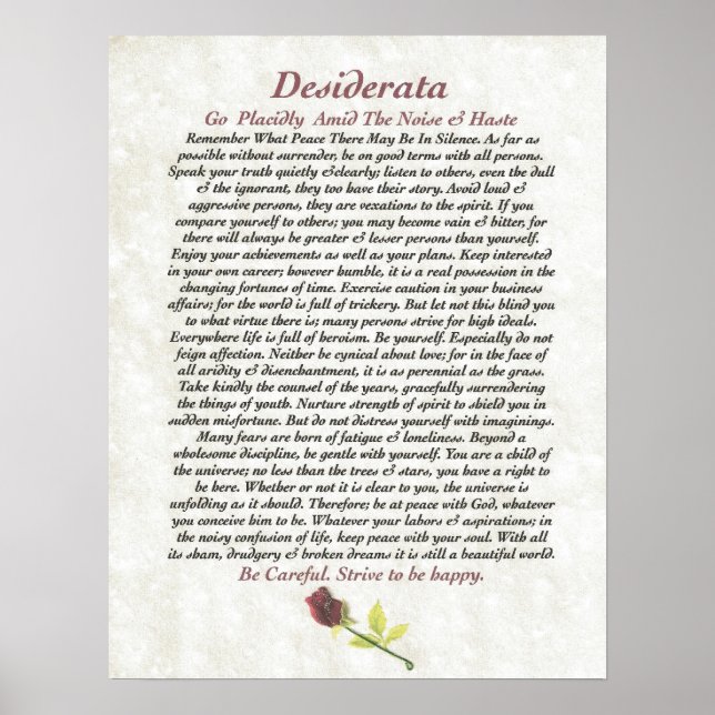 Poster DESIDERATA Red Rosie (Devant)