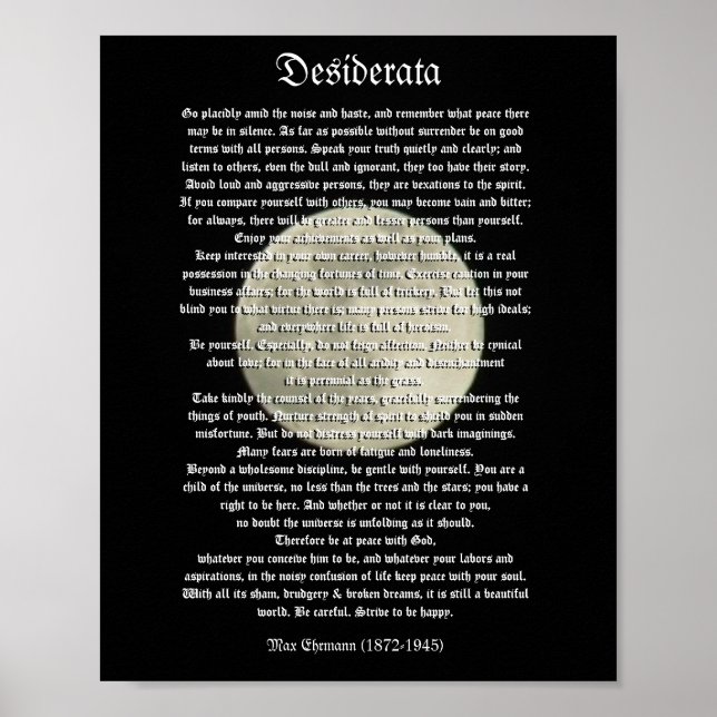 Poster Desiderata sur la pleine lune (Devant)