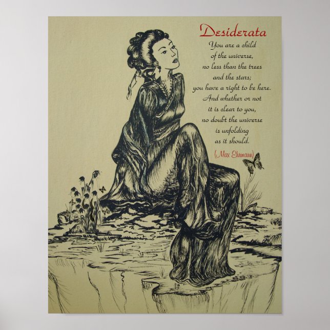 Poster Desiderata sur le stylet et l'encre dessin, Art as (Devant)