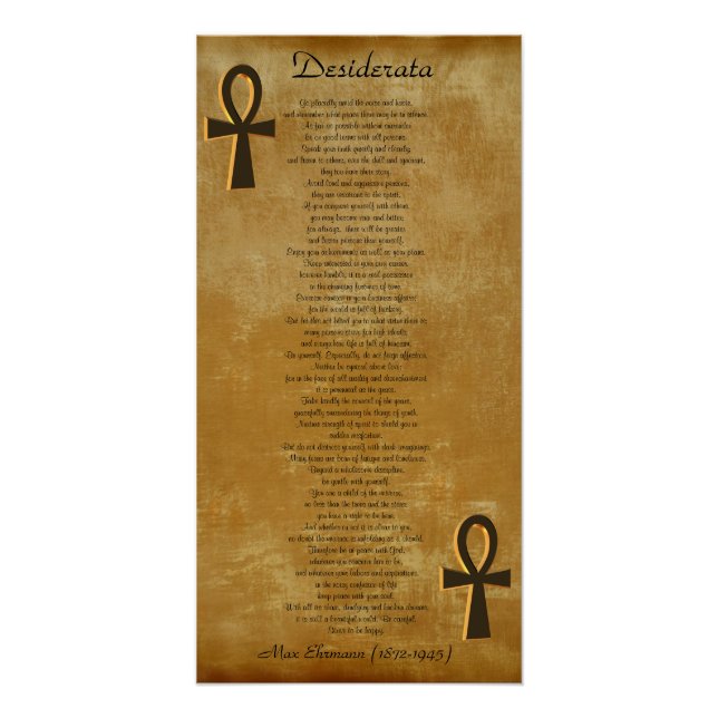 Poster Desiderata sur parchemin look arrière - plan Ankh (Devant)