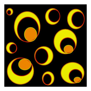 Poster Design abstrait moderne, cercles jaunes sur noir