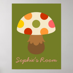 Poster design de chambre pour filles aux champigno