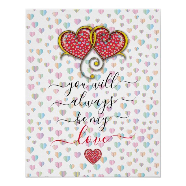 Poster Design de cœurs entrelacés élégants pour la Saint- (Devant)