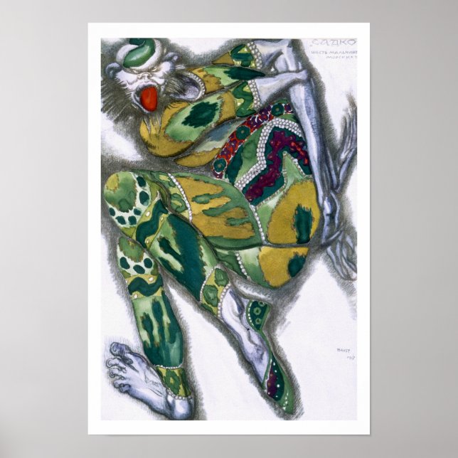 Poster Design de costume pour Seefenfel, de Sadko, 1917 ( (Devant)