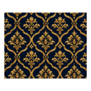 Poster Design de motif vintage élégant en or et damas mar