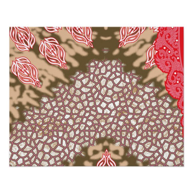 Poster Design de tissu complexe avec motifs floraux (Devant)