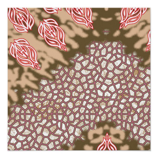 Poster Design de tissu complexe avec motifs floraux (Devant)