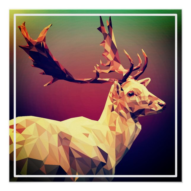 Poster Design en polygone de cerf (Devant)