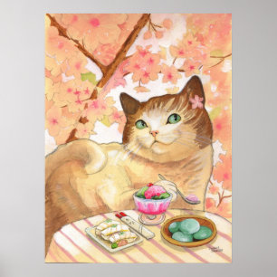 Poster Dessert de chat de sushi d'abord