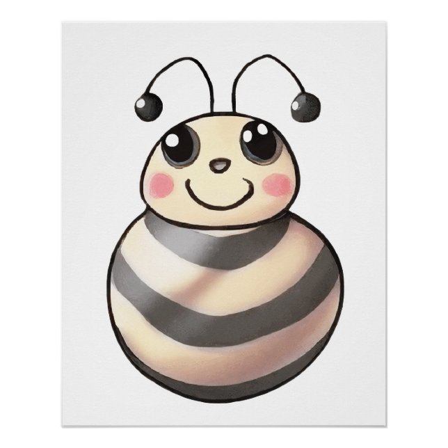Poster Dessin animé d'abeille mignonne, Dessin d'abeille  (Devant)