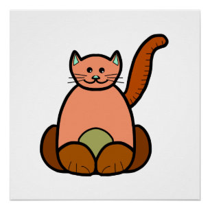 Poster dessin animé de chat Brown