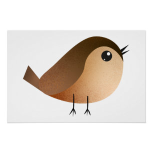Poster Dessin animé d'oiseau moineau