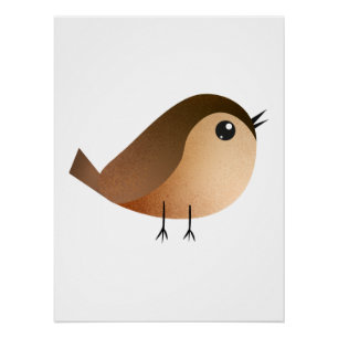Poster Dessin animé d'oiseau moineau  