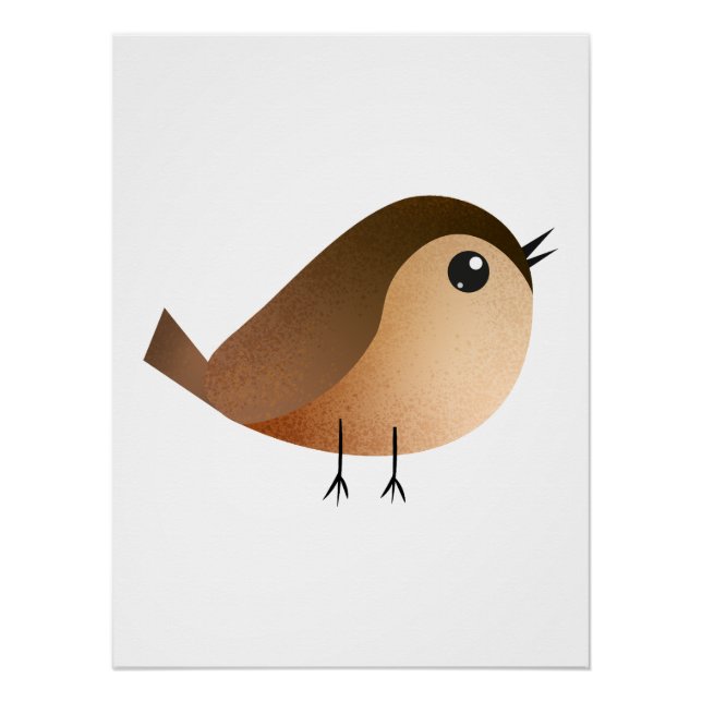 Poster Dessin animé d'oiseau moineau   (Devant)